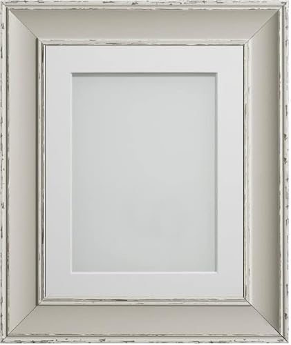 Frame Company Brooke Moonstone Grey Photo Frame, White Mount, 16x12 for 12x10 inch, fitted with perspex