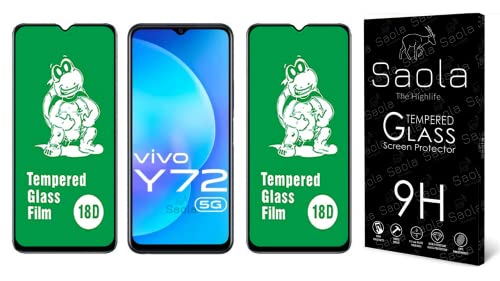 Image of Saola 18D Tempered Glass With Inbuilt AirBag Borders For Vivo Y72 5G (Pack Of 2) with Free Installation Kit. Full screen Coverage - 6.58 inch