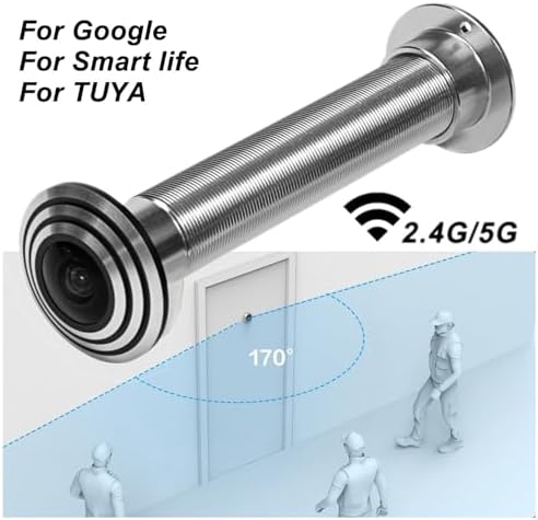 Generic Door Eye Hole Camera, Wide Angle Lens, Support APP, Memory Card, Cloud Storage, Two Way Talk Motion Detection Dual Band WiFi Door Peephole Camera for Home Security (US Plug)