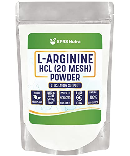 XPRS Nutra L-Arginine HCL Powder - Premium Nitric Oxide L-Arginine Powder - Supports Cardiovascular Health and Blood Flow - Vegan Friendly Bulk Arginine Powder (8 oz)