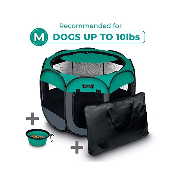 Ruff-n-Ruffus-Portable-Foldable-Pet-Playpen-Free-Carrying-Case-Free-Travel-Bowl-Available-in-3-Sizes-IndoorOutdoor-Water-Resistant-Removable-Shade-Cover Portable Foldable Pet Playpen