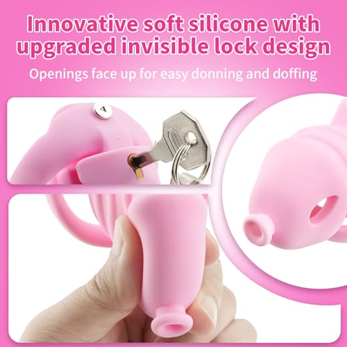 Image of Male Chastity Cage, Silicone Cock Cage with 4 Adjustable Rings & Chastity Belt, Lightweight Chastity Device with Invisible Lock & 2 Keys, Bondage Gear & Accessories, Adult Sex Toys for Long Term Wear