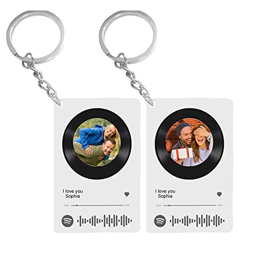 Rolaonly Porte-clés pour Femme Homme Personnalisé Spotify Code Chanson Nom Acrylique Cadeau pour Coupler Anniversaire Date d'anniversaire (style 4) Cover