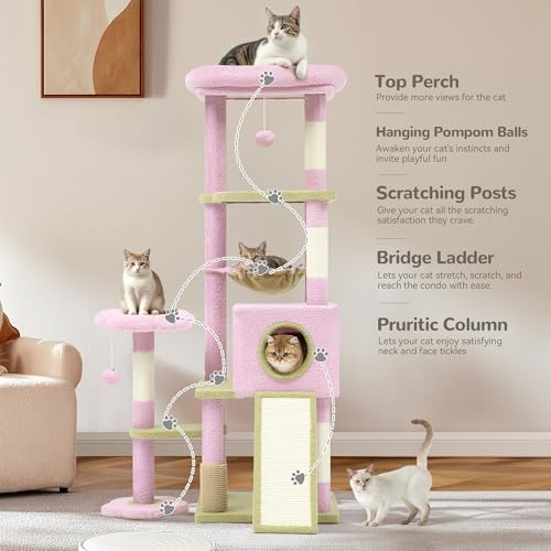 YITAHOME Torre para Gatos 61 Pulgadas con Hamaca y Rascadores miniatura 3