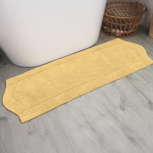 Home Weavers Waterford Collection 100% Cotton Tufted Bath Rug, Extra Soft and Absorbent Bath Rugs, Non-Slip Plush Bath Carpet, Machine Wash Dry, Bath Rugs for Bathroom Floor, 22" x 60" Runner, Yellow