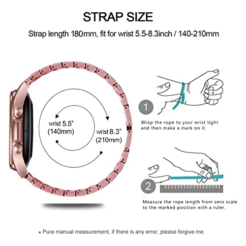 DEALELE Bands Compatible with Samsung Galaxy Watch 3 (41mm), 20mm Luxury Diamond Stainless Steel Metal Bracelet with Rhinestone Bezel Ring Case Cover Replacement for Women Men (Bronze) by DEALELE - Image 6