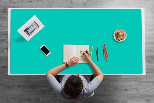 Tapis de bureau 120x60 cm turquoise en vinyle PVC imperméable