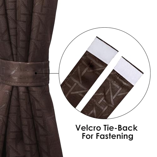 Image of Story@Home 100% True Blackout Long Door Curtains 9 Feet Long Set of 1 | Geometric Design | Room Darkening Curtain | Thermal Insulated Curtains for Living Room | (116 X 275 Cm, Chocolate Brown)