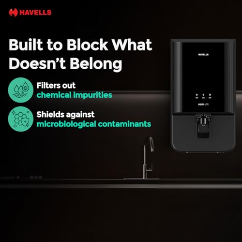 Havells Aquas Lite UV UF Water Purifier, 7L, Black - Image 4