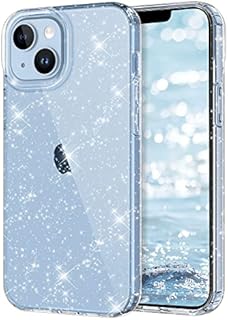 Lamcase for iPhone 14 Case, Crystal Clear Bling Sparkly Glitter Shiny Soft Flexible TPU Slim Fit Drop Protection Rugged Shockproof Cover for Apple iPhone 14 6.1 Inch, Clear Glitter