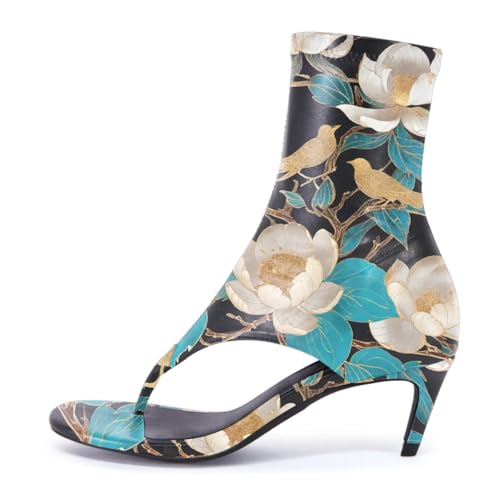 Maiyang Women Open Split Toe Sandal Boots Ankle High Zip up Kitten Low Heels Fashion Party Prom Shopping Shoes Size 4-16 US2