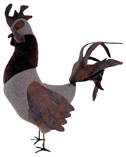 Brunello CUCINELLI Home Cashmere/Wool Covered Handmade Rooster Brown/Grey 20 INCHES HIGH