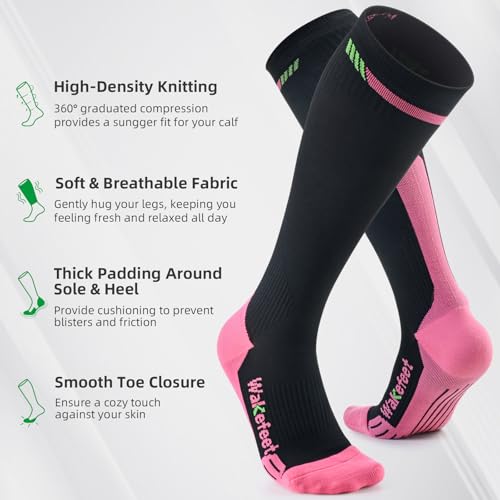 Image of Medical Compression Socks for Men & Women, 3 Pairs 20-30mmHg Knee High Graduated Compression Stockings for Circulation, Swelling, Varicose Veins, Flying, Travel, Nurses, Running, Pregnancy