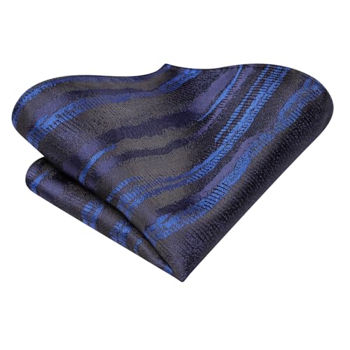Image of Hi-Tie Men Ties Sets Silk Stripe Paisley Necktie Pocket Square Cufflinks for Business Wedding
