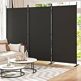 Yettsoy Room Divider 6FT Folding Privacy Partition Screen, 103'' W Freestanding Wall Divider for Room Separation, Portable 3 Panel Room Divider Panel Privacy Screen for Dorm Studio Office, Black
