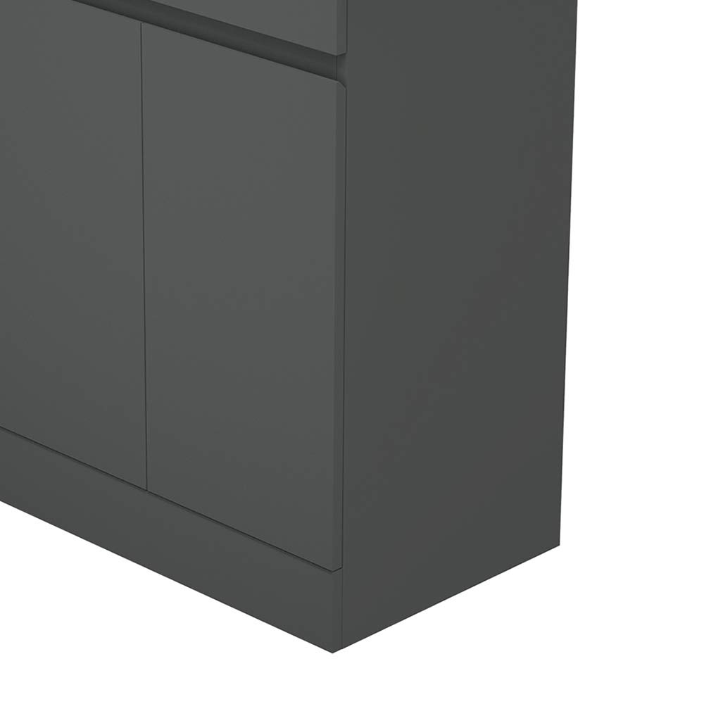 Waschtisch mit Unterschrank 60 cm Breit Stehend Grau Badmöbel Set 2 Soft-Close Türe MDF-Platte