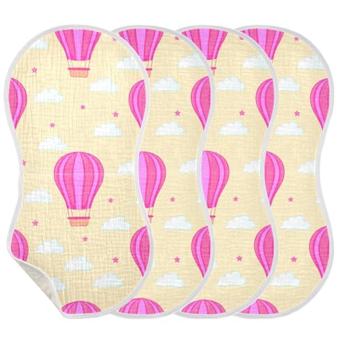Baby Burp Cloths, Soft Absorbent Burping Cloths for Babies, Cotton Milk Spit Up Rags, Large Size for Newborns, Baby Boys and Girls (Pink Balloon Pattern)3