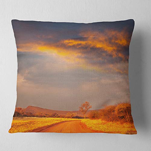 Best Cushions for Sofa in Kenya: Stylish Comfort for Your Living Room 5 Designart Fantastic Road and Sky in Kenya' Landscape Printed Throw Cushion Pillow Cover for Living Room, Sofa 26 in. x 26 in
