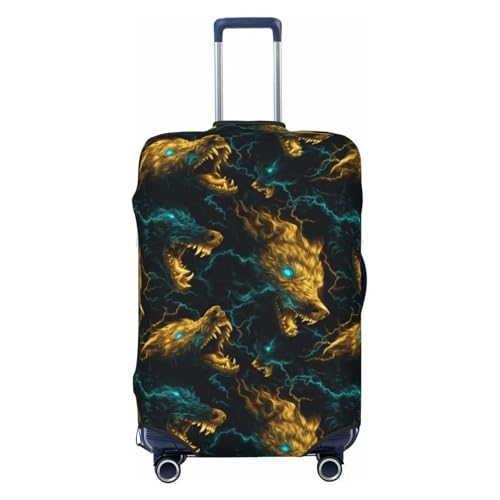 Luggage Cover Protector - Gold Cool Wolf Print Suitcase Covers for Luggage Fit 25-28 Inch Suitcase