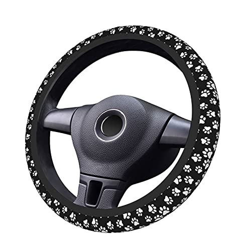 Cute Black White Paw Steering Wheel Cover for Women Men, Universal Car Accessories Fit 15 Inch - Image 5