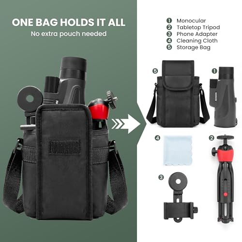 Image of 12x54 HD Monoculars for Adults High Powered with Tripod Phone Adapter & Bag