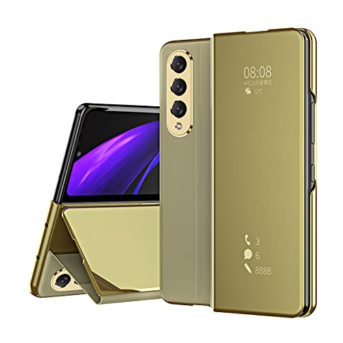 �P�[�X Galaxy Z Fold3 / W22,�~���[���b�L �蒠�^ �܂��� �u���P�b�g�@�\�l�C �V���J�Q������PU���U�[�A�L���L�� ������� ���킢�� ��w�\�� �X�^���h �t���b�v ���O�� �|�P�b�g �ϏՌ� �S�ʕی� QI�[�d ���C�����X ���z�^�J