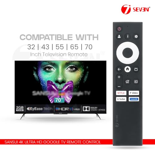 Image of 7SEVEN Compatible with Sansui Google TV Remote Control Suitable for JSWY32GSHD JSW43GSFHD JSW55GSQLED JSW70GSUHDFF Model Smart 4K LED FHD UHD QLED HD Ready Television Without Voice Command