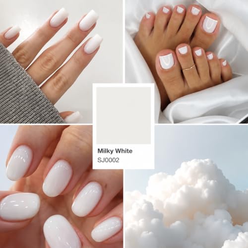Image of AzureBeauty18ML Milky White Sheer Gel Nail Polish | Neutral Jelly Nude Nail Polish Base Color Sheer Translucent Effect Soak Off UV LED French Nail Art Salon DIY Manicure
