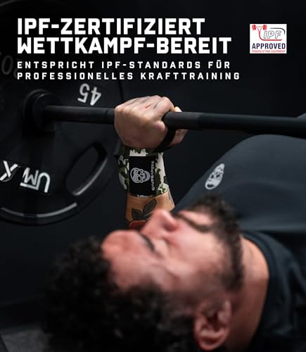 Weightlifting Wrist Wraps (Competition Grade) 18 Inch Professional Quality Wrist Support with Heavy Duty Thumb Loop - Strong Wrap for Powerlifting, Strength Training, Bodybuilding (Camo, 18")