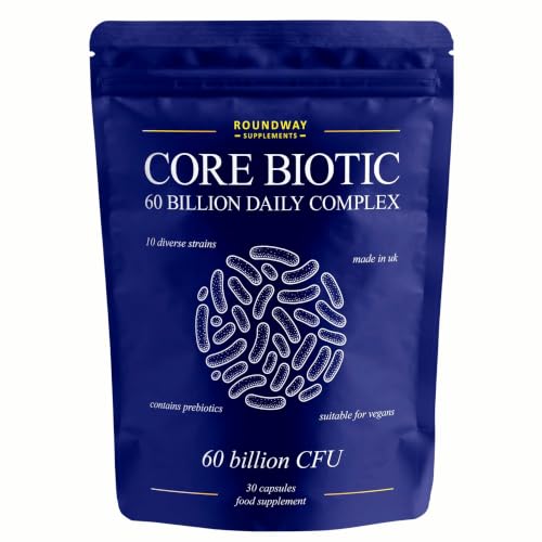 Image of Core Biotic | 60 Billion Daily Bio Cultures | 10 Diverse Strains with Prebiotics for Women & Men | 30 Capsules | Made in the UK by Roundway Supplements