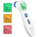Forehead Thermometer for Adults and Kids, Digital Infrared Thermometer for Home with Fever Alarm, 1s Reading and Three-Colors Indicator - No-Touch and Accurate