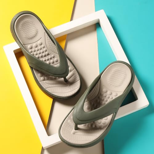 Image of YOHO Snugly Flip Flops for Men | Orthopedic Slippers & Relieving Acupressure | Waterproof Monsoon Footwear | Dual-Tone Design