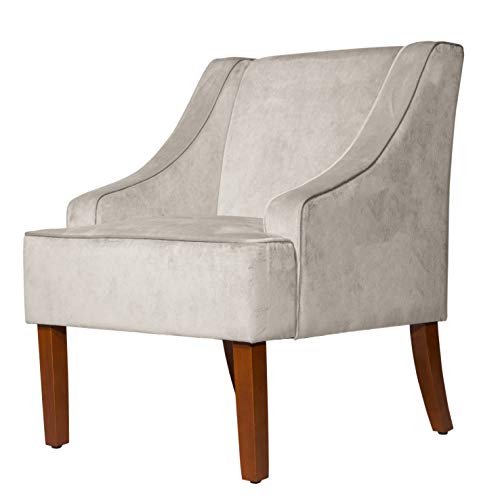 HomePop Swoop Arm Accent Chair, Velvet Grey by HomePop - Image 2