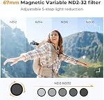 K&F Concept 67mm Magnetic Variable ND2-32 Filter (1-5 Stop) Set for Phone Lens Camera Mount Comaptible with iPhone 17/16/15/14/13/12, 16/15/14/13/12 Pro/Pro Max, Magnetic Filter Holder Adapter