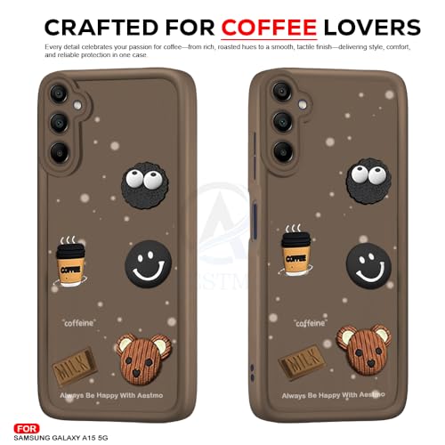 Image of AESTMO Back Case Cover for Samsung Galaxy A15 5G Cover | Cute Fun Cartoon 3D Ball | Coffee Silicone Case | Full Body Protection | Camera Protection Back Cover for Samsung Galaxy A15 5G (Brown)
