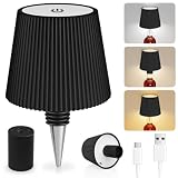 Flaschenlampe Aufsatz LED Aufladbar, 3 Einstellbare Farbtemperaturmodi, Touch Flaschen-Lampe, Schutzart IP54, Kabelloses USB Aufladbar Tischlampen, für Restaurant, Schlafzimmer, Garten, Bar.(Schwarz)