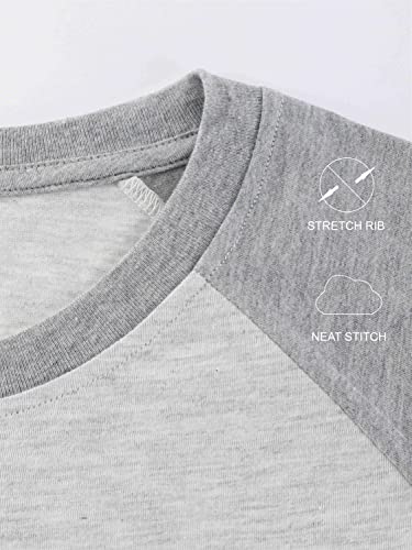 Desplato Mens Casual Basic Vintage Active Short Raglan Sleeve Crew Neck Running Hiking T Shirt H.gray/S.green L #TOP4