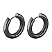ANAZOZ Pendiente Aro Titanio Mujer Hombre Plata Oro Negro Circulo Pulido 16MM