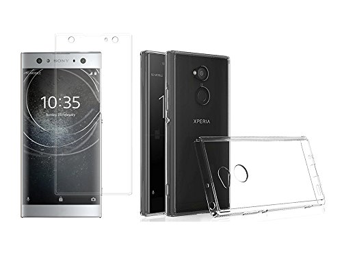 NOVAGO Compatible avec Sony XA2 Pack 2 en 1 Coque Transparente Souple et résistante Anti Choc+ 1 Film en Verre trempé Transparent 3D incurvé Couvrant Tout...