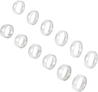 UNICRAFTALE 24pcs Titanium Steel Plain Simple Band Rings 7 Sizes Blank Removable Core for Wood Turning & Jewelry Making