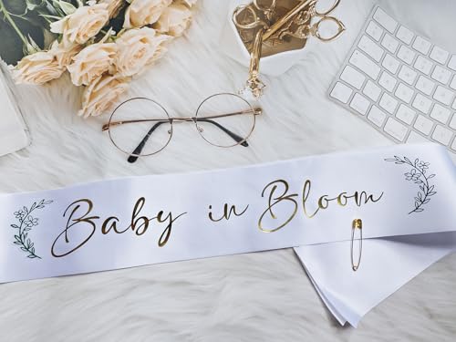 Baby in Bloom Sash for pregnancy announcement gender reveal Party, Mummy to be Sash for Baby Shower baby girl or boy, pink or blue shower decorations baby sprinkles