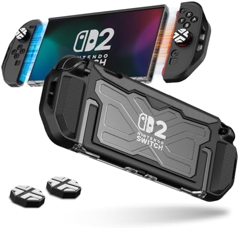 （20:00時点） Seimina Switch 2 カバー ドック 対応 分体式 保護ケース Switch 2 ケース【2026年モデル】TPU製ミドルフレーム＆PC製フェイスカバー 滑り止め付きエルゴノミックグリップ スタンド使用対応 Joy-Con 簡単着脱 衝撃吸収＆傷防止（ブラッククリア）
