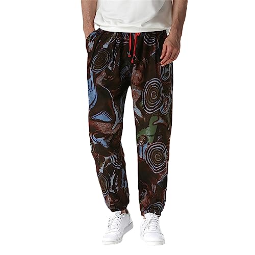Pantalon de sport imprimé en fibres naturelles de coton et lin XL
