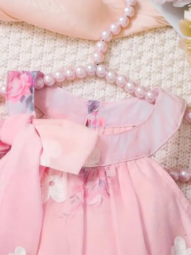 Image of Buy & Try Beautiful Embroidered Georgette Birthday Dress for Baby Girls | Sleeveless Printed Frock | Elegant Outfit for Special Occasions
