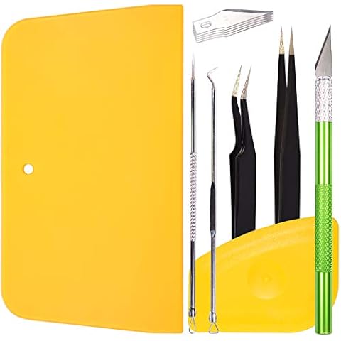 AHCHAY Vinyl Weeding Tool Kit with Tweezers, Weeder Hook, Plastic Scraper, Hobby Knife for Craft, Vinyl, Paper, Heat Transfer Sheet, Sticker Application Cover