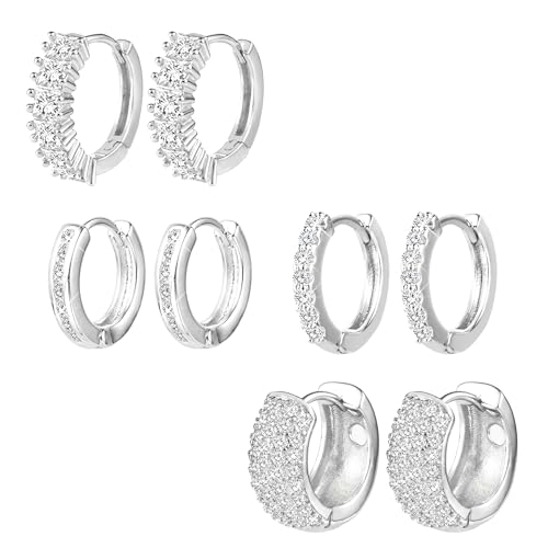 ALEXCRAFT Pendientes Plata Mujer Hombre: Aros Plata Mujer Pendientes Brillantes Plata de Ley 925 Hombre