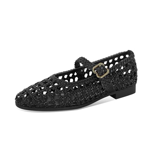 Image of DOEYG Mesh Ballet Flats Shoes for Women Leopard Animal Print Mary Jane Flats Shoes Square Toe Dress Casual Comfortable Velvet Ballerina Shoes