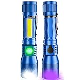 Karrong UV Taschenlampe LED 395nm Magnet USB Aufladbar, COB Seitenlicht Rotlicht, Wasserdicht Ultraviolette Lampe Schwarzlicht für Outdoor Camping Wandern Notfall Haustiere Urin Detektor, 2 Stück Blau