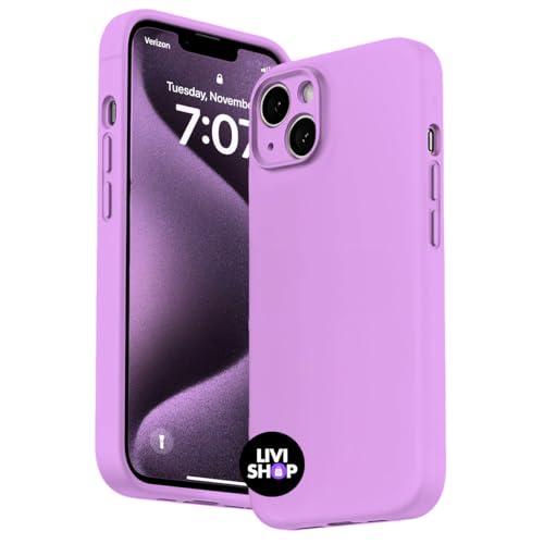 Capa Case Capinha Para iPhone 14 Silicone Com Bordas Elevadas Aveludada Forro Premium (LAVANDA)