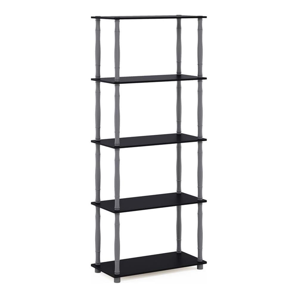 Furinno Turn-N-Tube 5-Tier Multipurpose Shelf / Display Rack / Storage Shelf / Bookshelf, Classic Tubes, Black/Grey